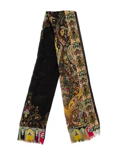 Pre-owned Etro Floral Print Scarf In Black