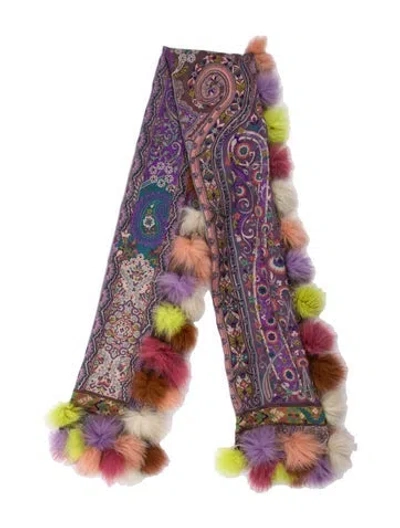 Pre-owned Etro Floral Print Scarf In Purple