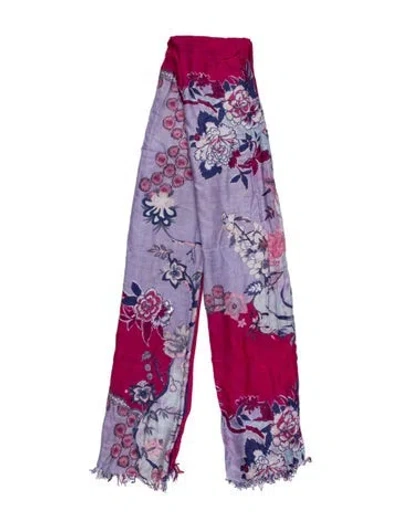 Pre-owned Etro Floral Print Scarf In Purple