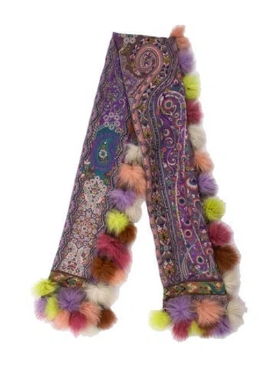 Pre-owned Etro Floral Print Scarf In Purple