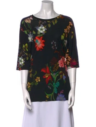 Pre-owned Etro Floral Print Scoop Neck Blouse In Black