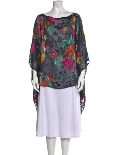 Pre-owned Etro Floral Print Scoop Neck Blouse In Multicolor