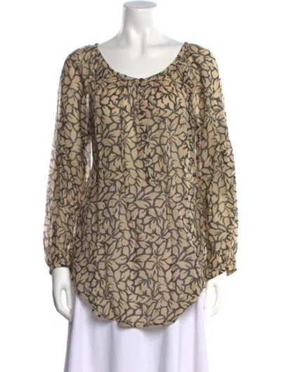 Pre-owned Etro Floral Print Scoop Neck Blouse In Neutral