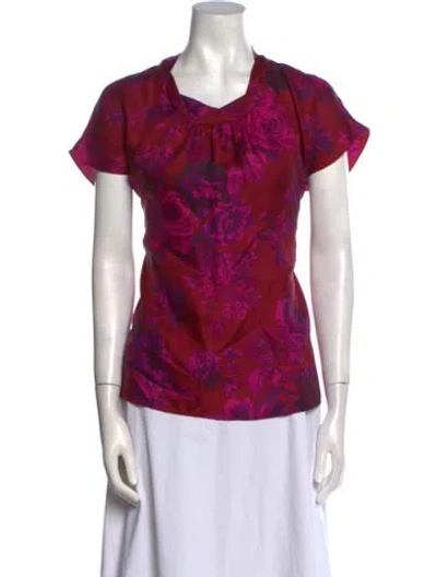 Pre-owned Etro Floral Print Scoop Neck Blouse In Red