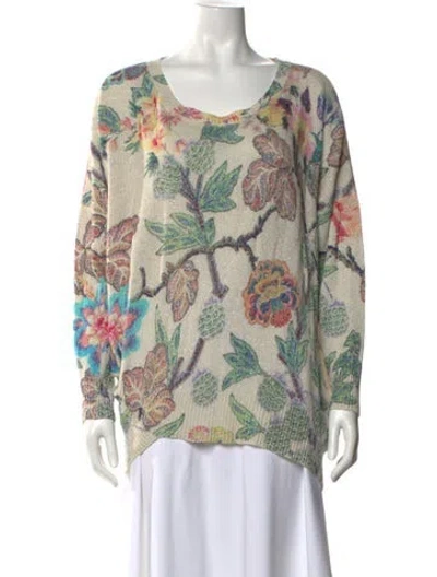 Pre-owned Etro Floral Print Scoop Neck Sweater