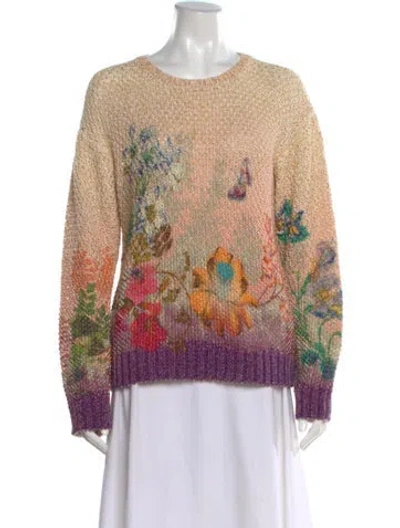 Pre-owned Etro Floral Print Scoop Neck Sweater In Neutral