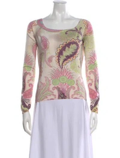 Pre-owned Etro Floral Print Scoop Neck Sweater In Pink