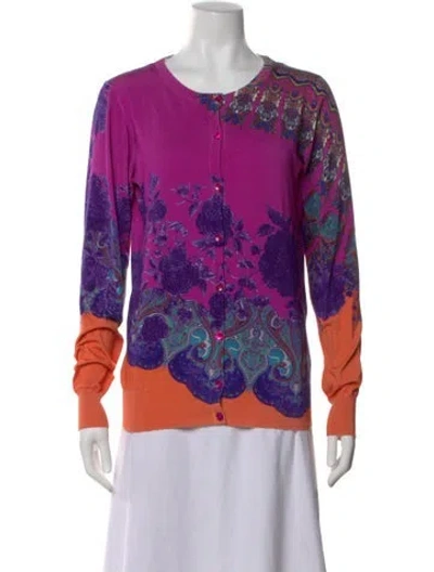 Pre-owned Etro Floral Print Scoop Neck Sweater In Purple