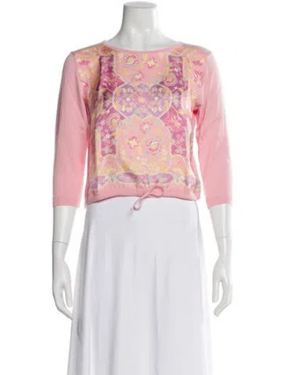 Pre-owned Etro Floral Print Scoop Neck Sweater W/ Tags In Pink