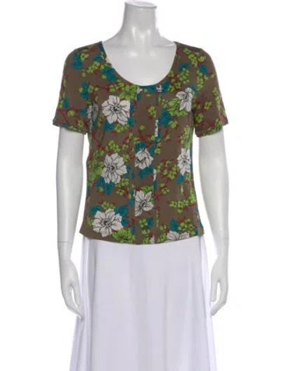 Pre-owned Etro Floral Print Scoop Neck Top In Green