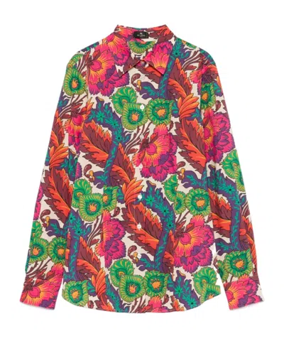 ETRO ETRO FLORAL PRINTED CURVED HEM SHIRT