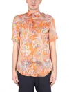 Etro Men Floral Print Shirt In Orange