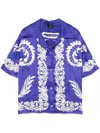 Etro Blue Floral-print Viscose Shirt In Blue