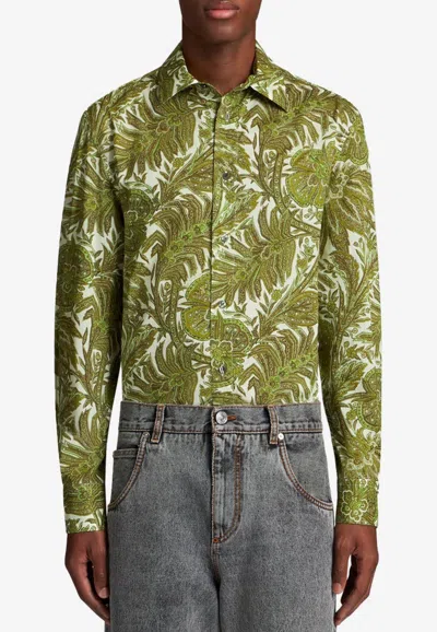 Etro Floral Print Shirt In Green