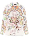 Etro Floral Paisley Print Button-up Silk Shirt In Neutrals