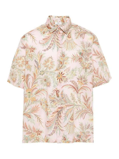 Etro Floral Print Shirt In Nude & Neutrals