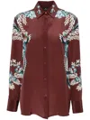 Etro Floral Foliage Print Silk Shirt In Red