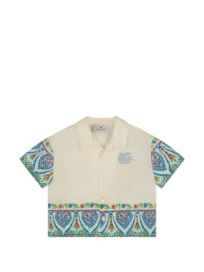 Etro Babies' Floral-print Shirt In White