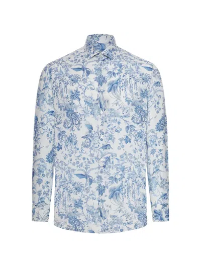 Etro Men Cotton Shirt With Paisley Print In Multi