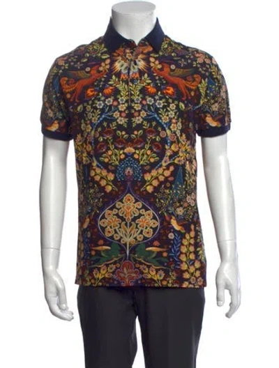 Pre-owned Etro Floral Print Short Sleeve Shirt In Blue