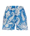 Etro Elastic Waistband Floral Pattern Lightweight Fabric Shorts In Blue
