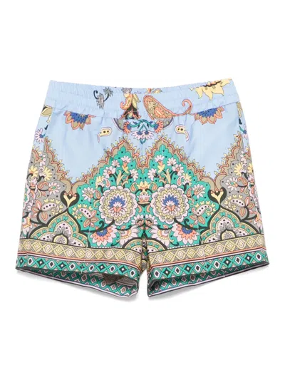 Etro Babies' Floral-print Shorts In Blue