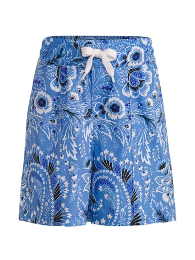 Etro Kids' Floral-print Shorts In Blue