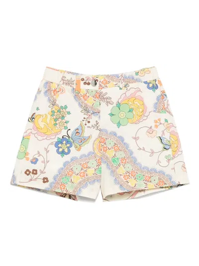 Etro Babies' Floral-print Shorts In Neutrals