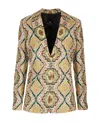 Etro Medallion-print Silk Single-breasted Blazer Jacket In Green