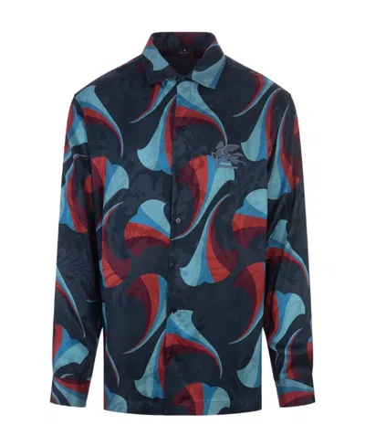 ETRO ETRO LOGO EMBROIDERED FLORAL-PRINTED BOWLING SHIRT