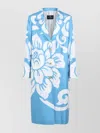 Etro Printed Silk Coat In Blue