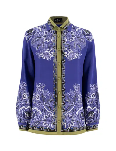 Etro Floral Print Silk Crepe De Chine Blouse