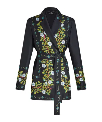 ETRO ETRO FLORAL PRINTED BELTED WAIST JACKET