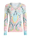 Etro Abstract-print Knit V-neck Top In White