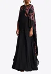 Etro Paisley Caped Fringed Silk Gown