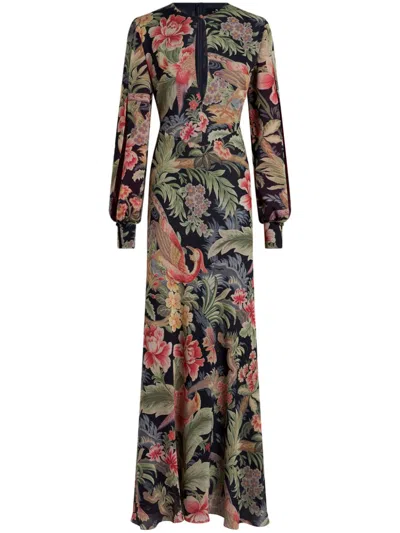 Etro Floral-print Silk Maxi Dress In Multicolour