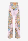 Etro Floral High-rise Silk Wide-leg Pants In Multicolor