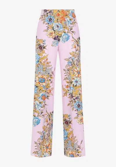 ETRO FLORAL PRINT SILK PANTS