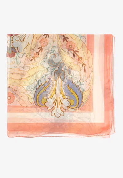 Etro Floral Print Silk Scarf In Multi