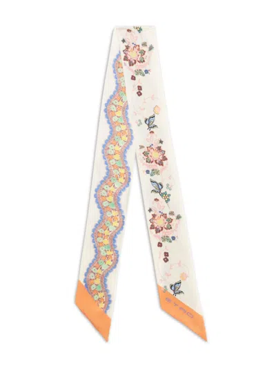 Etro Floral-print Silk Scarf In Neutrals