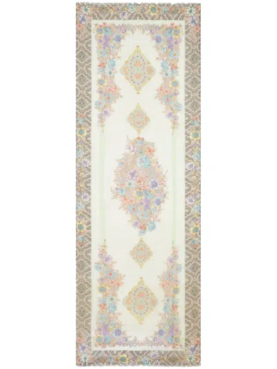 Etro Floral-print Silk Scarf In Neutrals