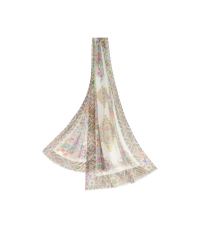 Etro Floral-print Silk Scarf In Nude