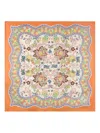 Etro Floral-print Silk Scarf In Orange