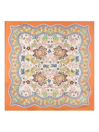Etro Floral-print Silk Scarf In Orange