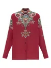 Etro Silk Shirt With Placed Print In Red