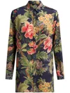 Etro Floral-print Silk Shirt In Blue