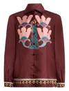 Etro Floral Print Silk Shirt In Brown