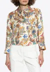 Etro Floral-print Cropped Jacket In Multi