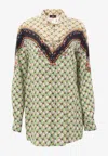 Etro Micro Floral-print Silk Button-front Shirt In Multicolor