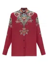 Etro Silk Shirt With Placed Print In Multi